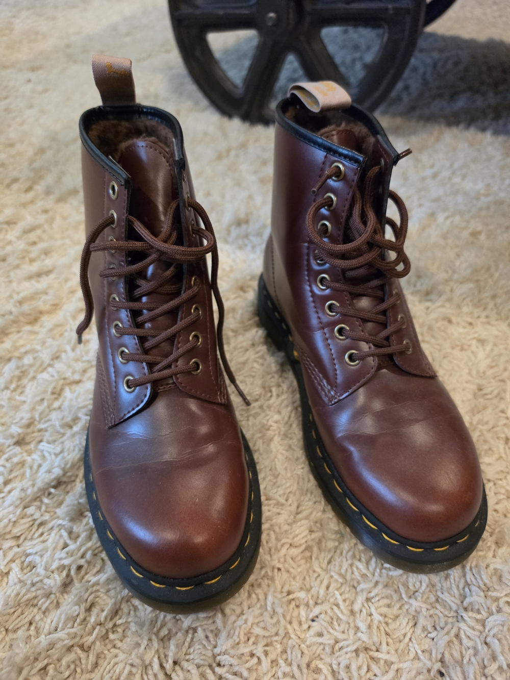 Brown Leather Lace-Up Work Boots